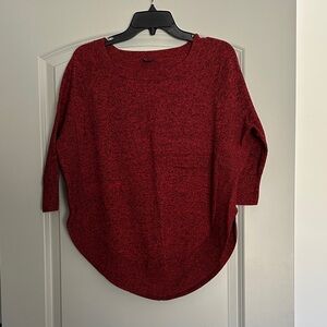 Women's red & black 3/4 sleeve light weight sweater